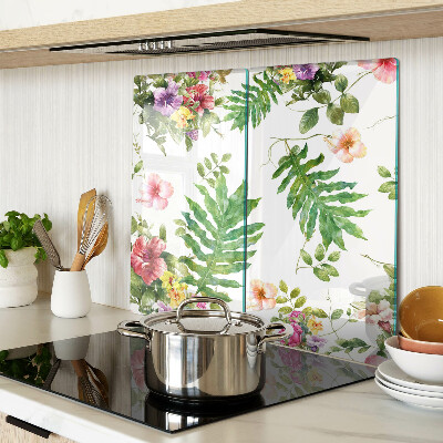 Tocător sticlă Model floral cu frunze