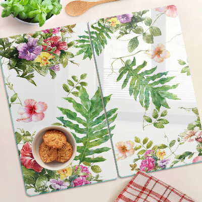 Tocător sticlă Model floral cu frunze