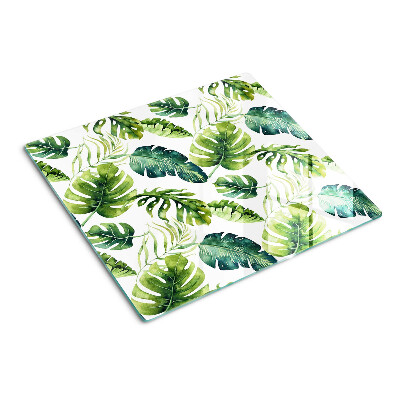 Tocător sticlă Frunze de Monstera în nuanțe de verde