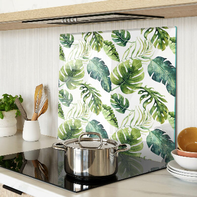 Tocător sticlă Frunze de Monstera în nuanțe de verde