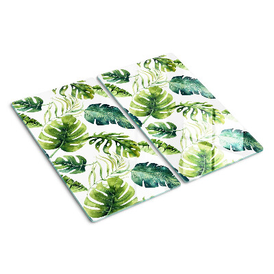 Tocător sticlă Frunze de Monstera în nuanțe de verde