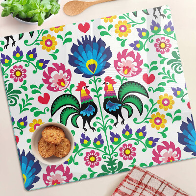 Tocător de bucătărie Motiv popular cu cocoși