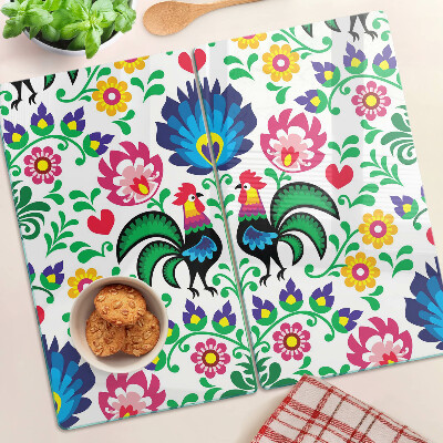 Tocător de bucătărie Motiv popular cu cocoși