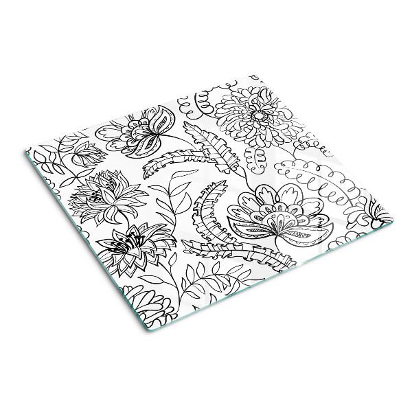 Tocător sticlă Model floral de doodle