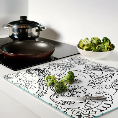 Tocător sticlă Model floral de doodle