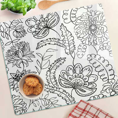 Tocător sticlă Model floral de doodle