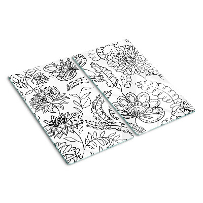 Tocător sticlă Model floral de doodle