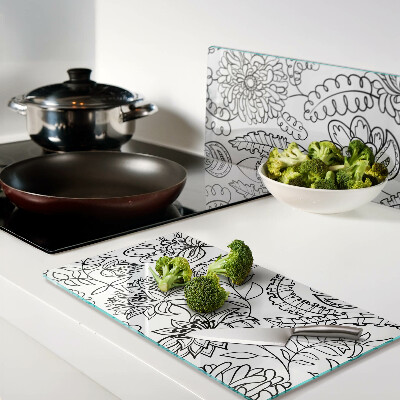 Tocător sticlă Model floral de doodle