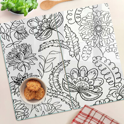 Tocător sticlă Model floral de doodle