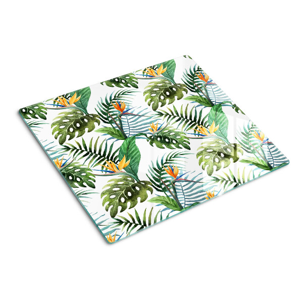 Tocător sticlă Frunze și flori tropicale
