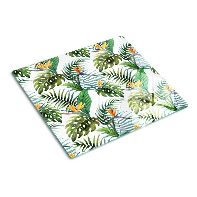 Tocător sticlă Frunze și flori tropicale