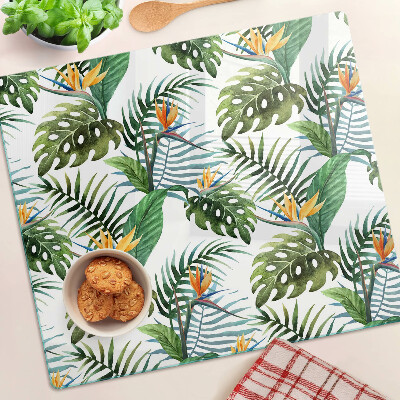 Tocător sticlă Frunze și flori tropicale