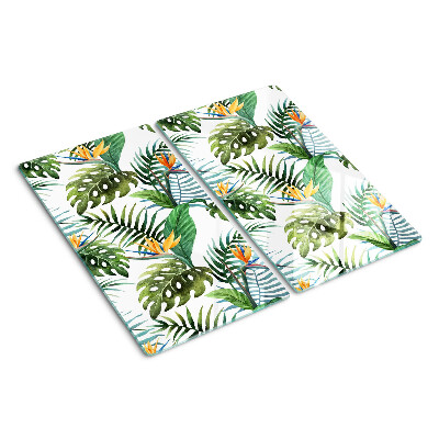 Tocător sticlă Frunze și flori tropicale