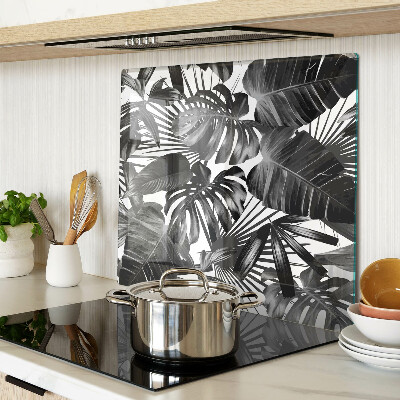 Tocător sticlă Frunze tropicale în alb și negru