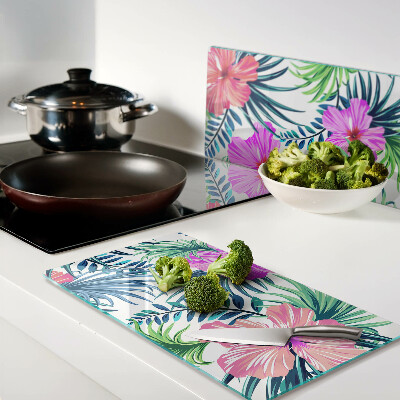 Tocător sticlă Motiv floral tropical