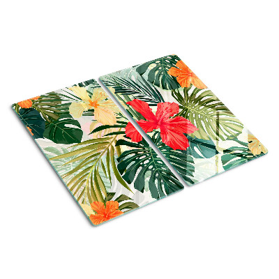 Tocător sticlă Flori și frunze tropicale