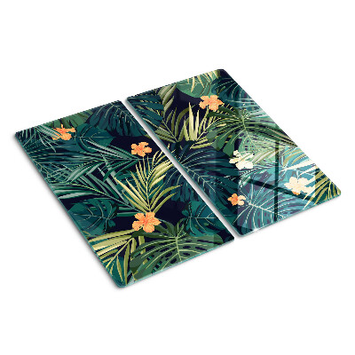 Tocător sticlă Model tropical cu frunze și flori