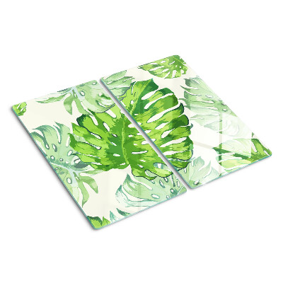 Tocător sticlă Frunze de Monstera pe un fundal deschis