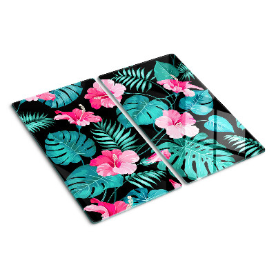 Tocător sticlă Flori și frunze tropicale