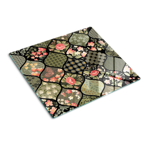 Tocător de bucătărie Patchwork floral cu modele geometrice