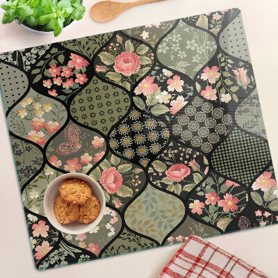 Tocător de bucătărie Patchwork floral cu modele geometrice