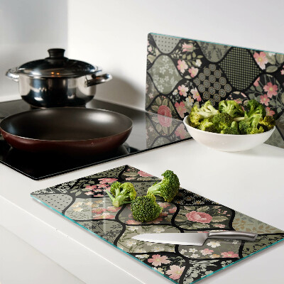 Tocător de bucătărie Patchwork floral cu modele geometrice