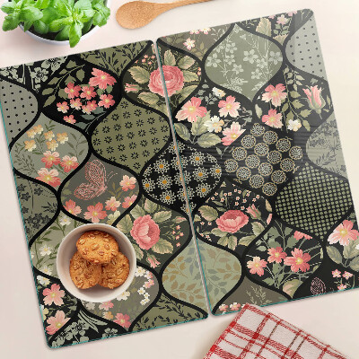 Tocător de bucătărie Patchwork floral cu modele geometrice