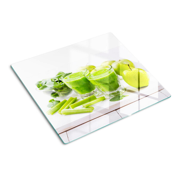 Tocător sticlă Smoothie verde și ingrediente proaspete