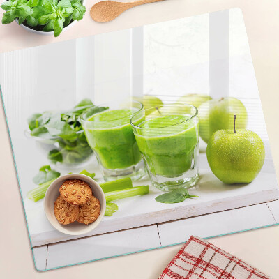 Tocător sticlă Smoothie verde și ingrediente proaspete