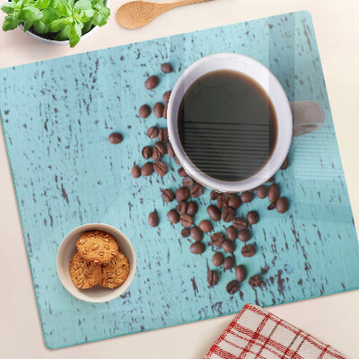 Tocător sticlă Cafea și boabe de cafea