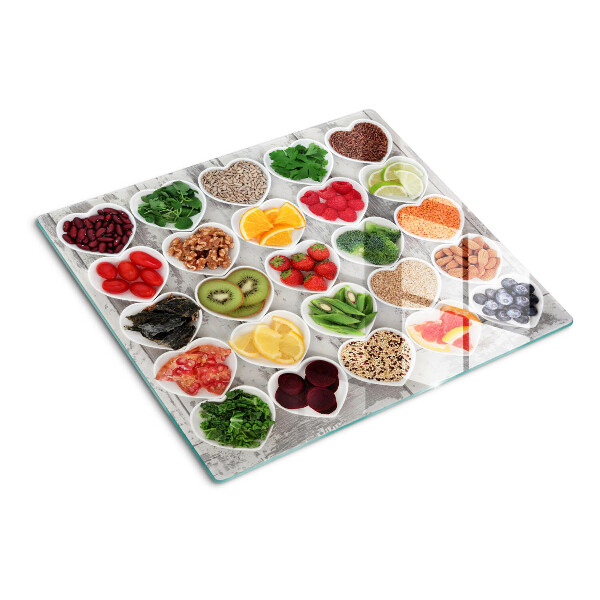 Tocător sticlă Fructe și legume în inimioare
