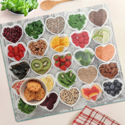 Tocător sticlă Fructe și legume în inimioare