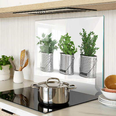 Tocător sticlă Plante în ghivece metalice