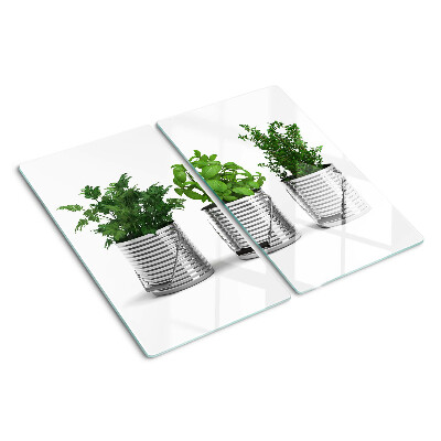 Tocător sticlă Plante în ghivece metalice