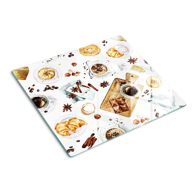 Tocător sticlă Delicatese din cafea și produse de patiserie