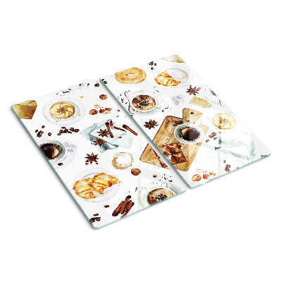 Tocător sticlă Delicatese din cafea și produse de patiserie