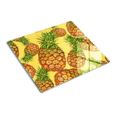 Tocător sticlă Ananas pe un fundal galben