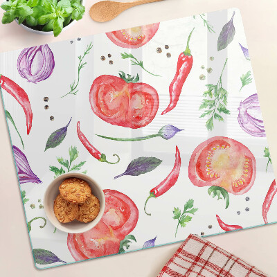 Tocător de bucătărie Accente vegetale în acuarelă