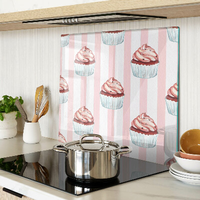 Tocător sticlă Cupcakes pe dungi roz