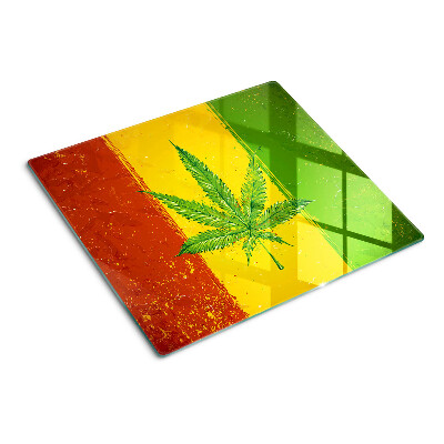 Tocător sticlă Frunză de cânepă pe un fundal colorat