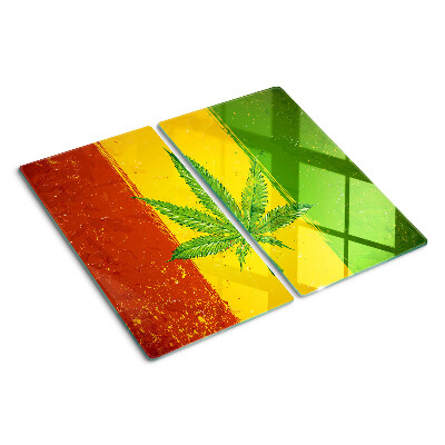 Tocător sticlă Frunză de cânepă pe un fundal colorat