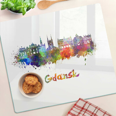 Tocător sticlă Gdansk în culori de acuarelă