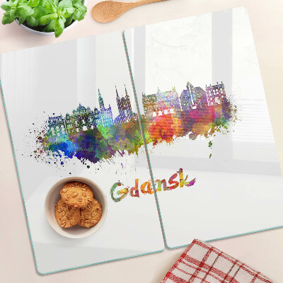 Tocător sticlă Gdansk în culori de acuarelă