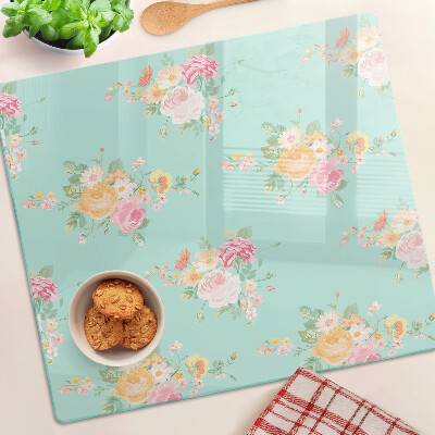 Tocător de bucătărie Model floral în culori pastelate