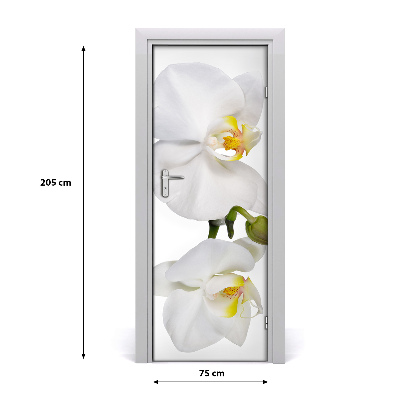 Autocolante pentru usi alb orhidee