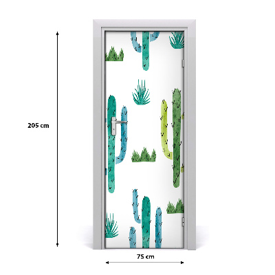 Autocolante pentru usi Furnir adeziv imagini de fundal ușă Cactuși