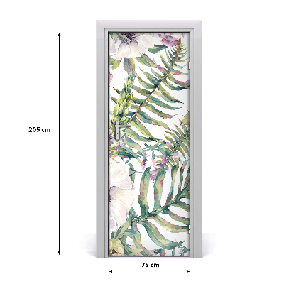 Autocolante pentru usi frunze tropicale