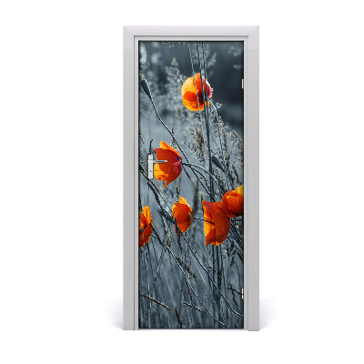 Autocolante pentru usi wildflowers maci