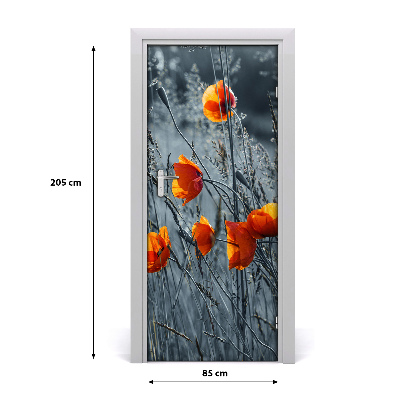 Autocolante pentru usi wildflowers maci