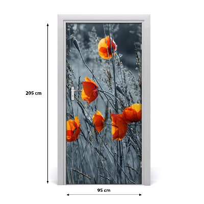 Autocolante pentru usi wildflowers maci